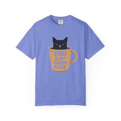 Chai Is My Happy Place Shirt | Chai Lover Gift | Funny Cat Tee | Tea Lover Gift | Birthday Gift for Her