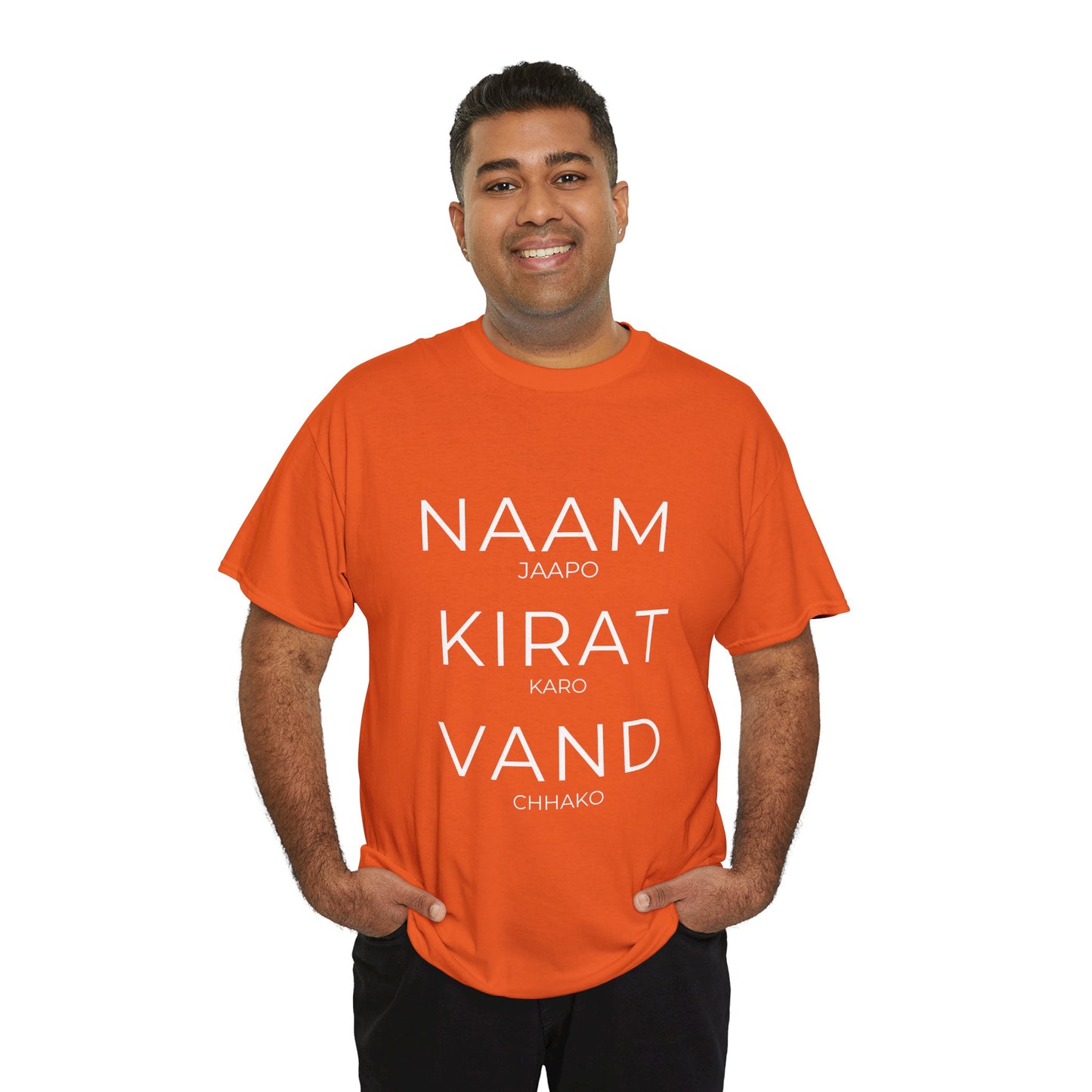 Unisex Punjabi Sikh T-Shirt – NAAM JAPPO KIRAT KARO VAND CHHAKO Tee