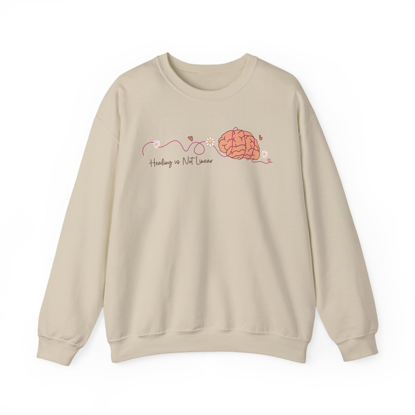 Minimal mental health sweatshirt with calming affirmation design