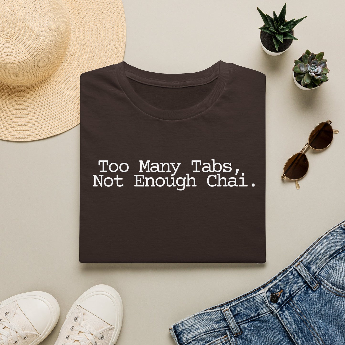Too Many Tabs Not Enough Chai T-Shirt | Funny Chai Coder Graphic Tee