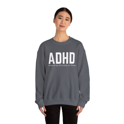ADHD Powered by Curiosity Sweatshirt – Neurodivergent Affirmation Crewneck