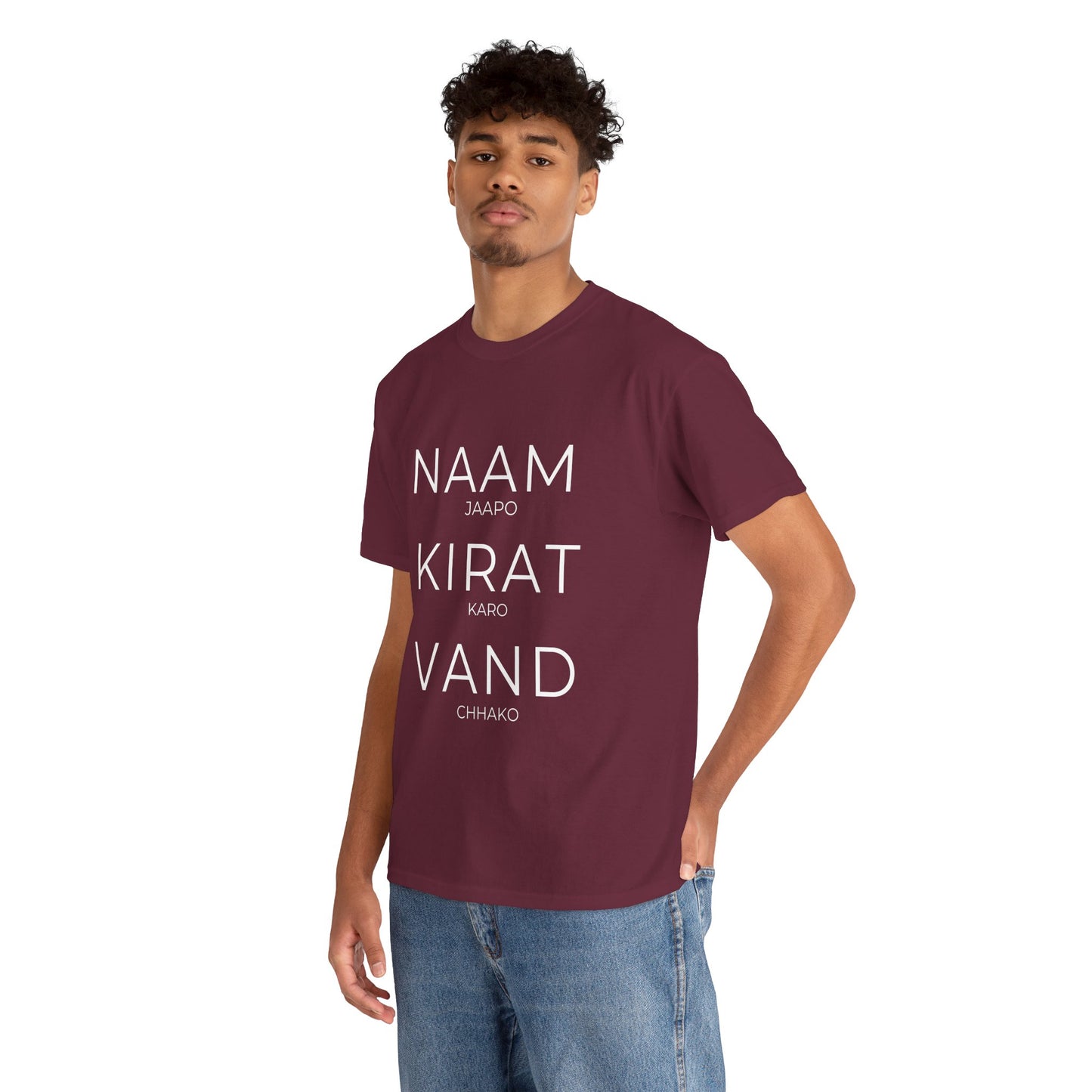 Unisex Punjabi Sikh T-Shirt – NAAM JAPPO KIRAT KARO VAND CHHAKO Tee