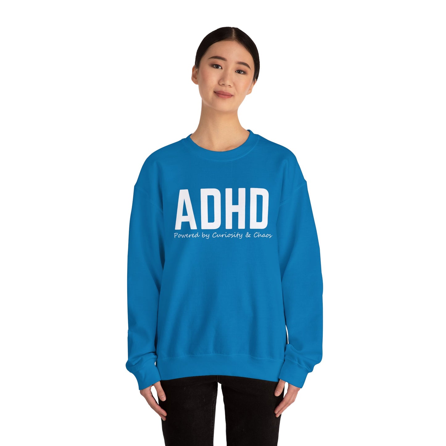 ADHD Powered by Curiosity Sweatshirt – Neurodivergent Affirmation Crewneck