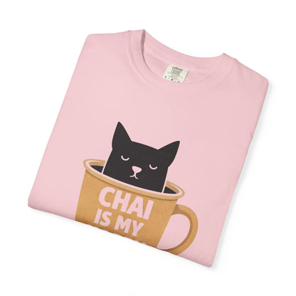 Chai Is My Happy Place Shirt | Chai Lover Gift | Funny Cat Tee | Tea Lover Gift | Birthday Gift for Her