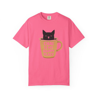 Chai Is My Happy Place Shirt | Chai Lover Gift | Funny Cat Tee | Tea Lover Gift | Birthday Gift for Her