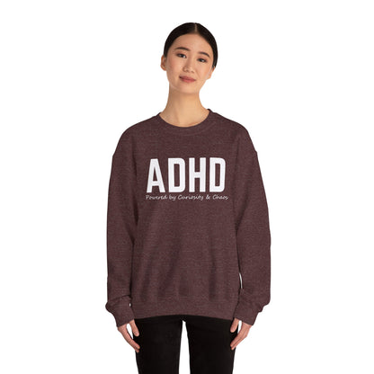 ADHD Powered by Curiosity Sweatshirt – Neurodivergent Affirmation Crewneck