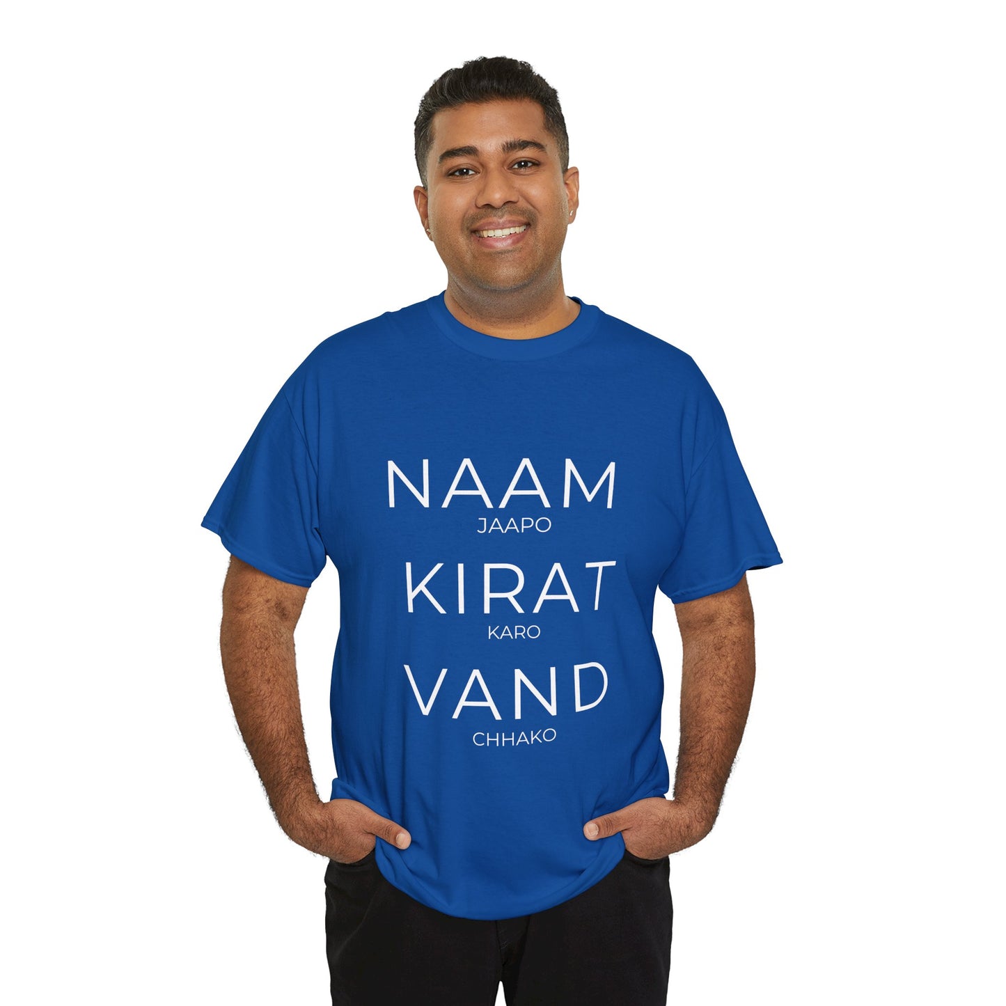 Unisex Punjabi Sikh T-Shirt – NAAM JAPPO KIRAT KARO VAND CHHAKO Tee