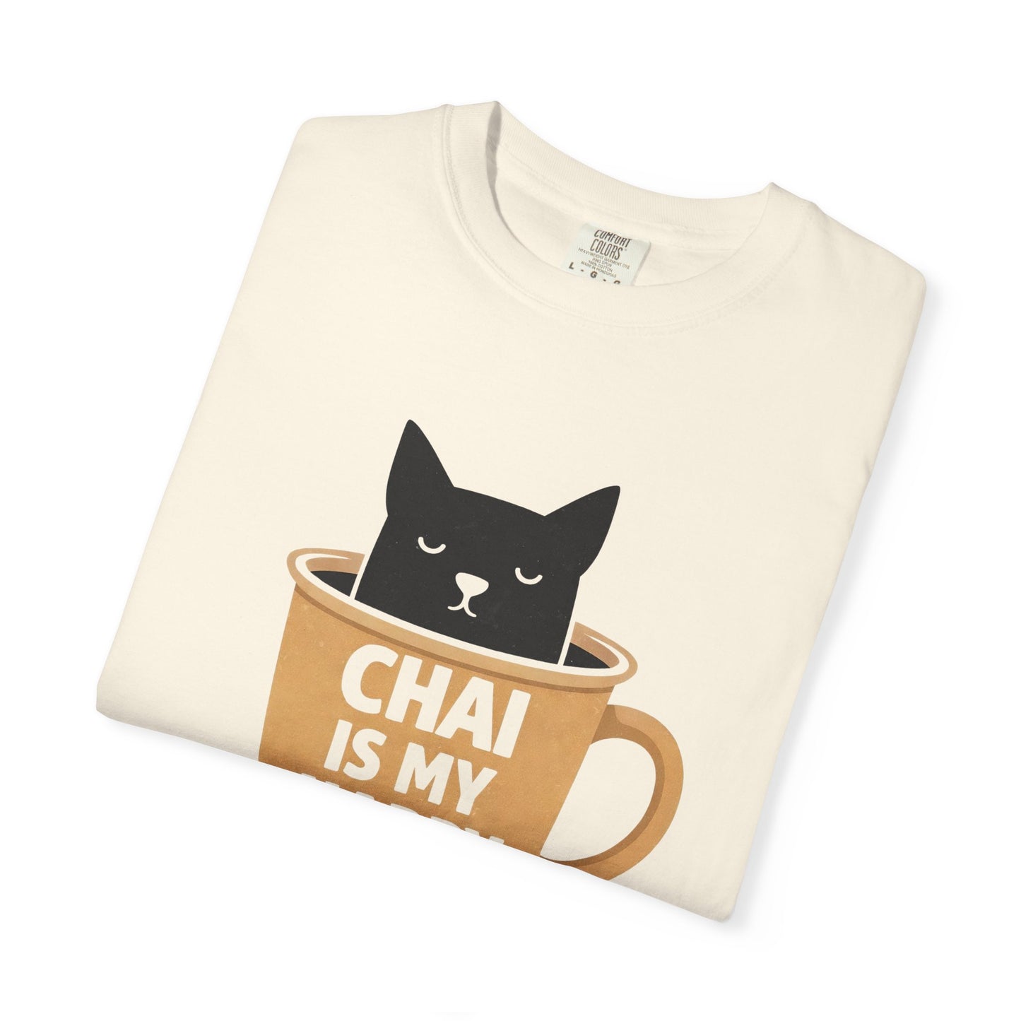Chai Is My Happy Place Shirt | Chai Lover Gift | Funny Cat Tee | Tea Lover Gift | Birthday Gift for Her