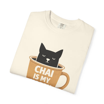 Chai Is My Happy Place Shirt | Chai Lover Gift | Funny Cat Tee | Tea Lover Gift | Birthday Gift for Her