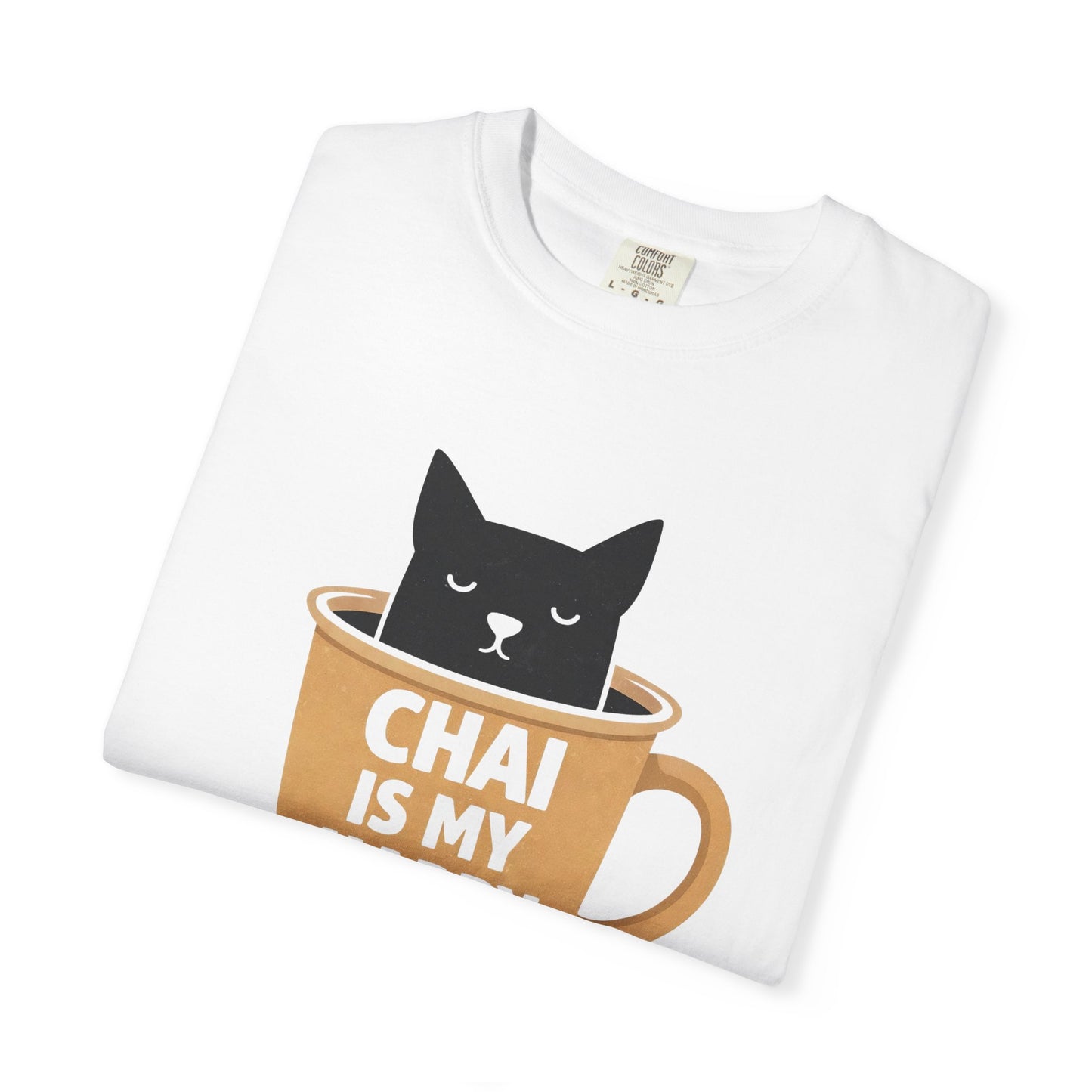Chai Is My Happy Place Shirt | Chai Lover Gift | Funny Cat Tee | Tea Lover Gift | Birthday Gift for Her
