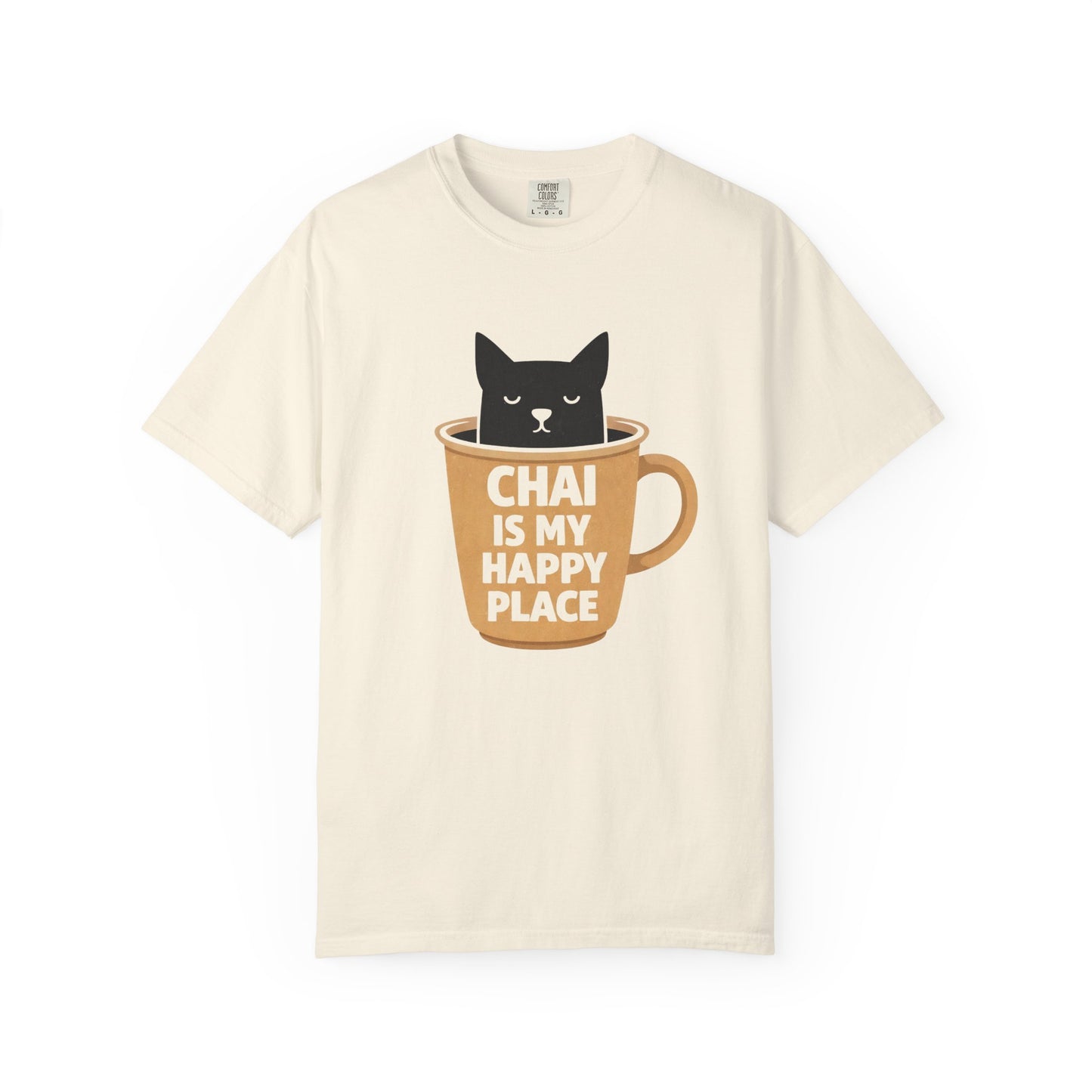 Chai Is My Happy Place Shirt | Chai Lover Gift | Funny Cat Tee | Tea Lover Gift | Birthday Gift for Her