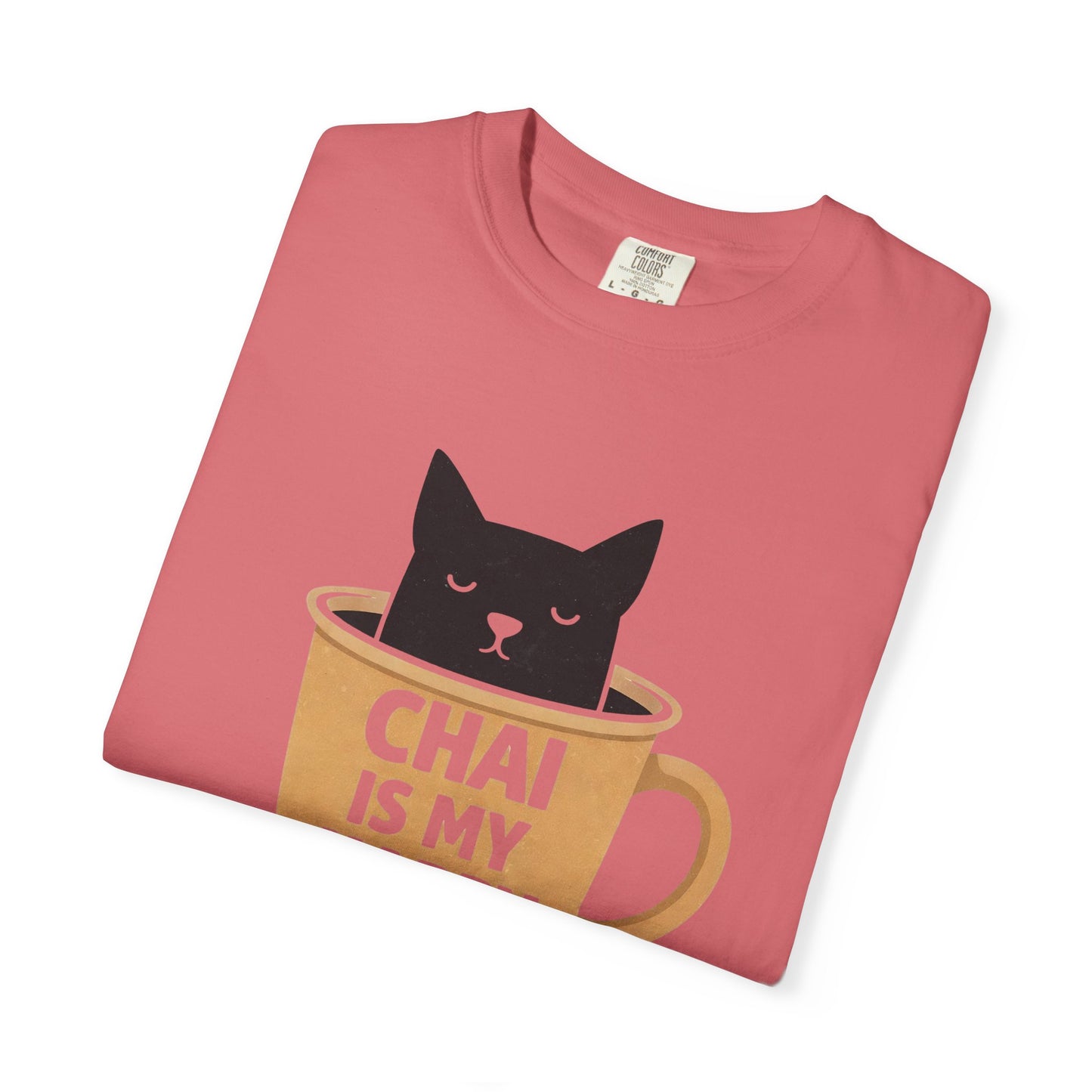Chai Is My Happy Place Shirt | Chai Lover Gift | Funny Cat Tee | Tea Lover Gift | Birthday Gift for Her