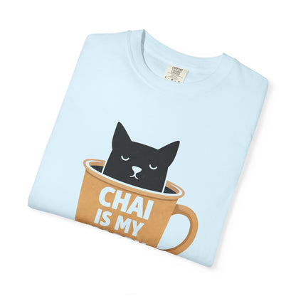 Chai Is My Happy Place Shirt | Chai Lover Gift | Funny Cat Tee | Tea Lover Gift | Birthday Gift for Her