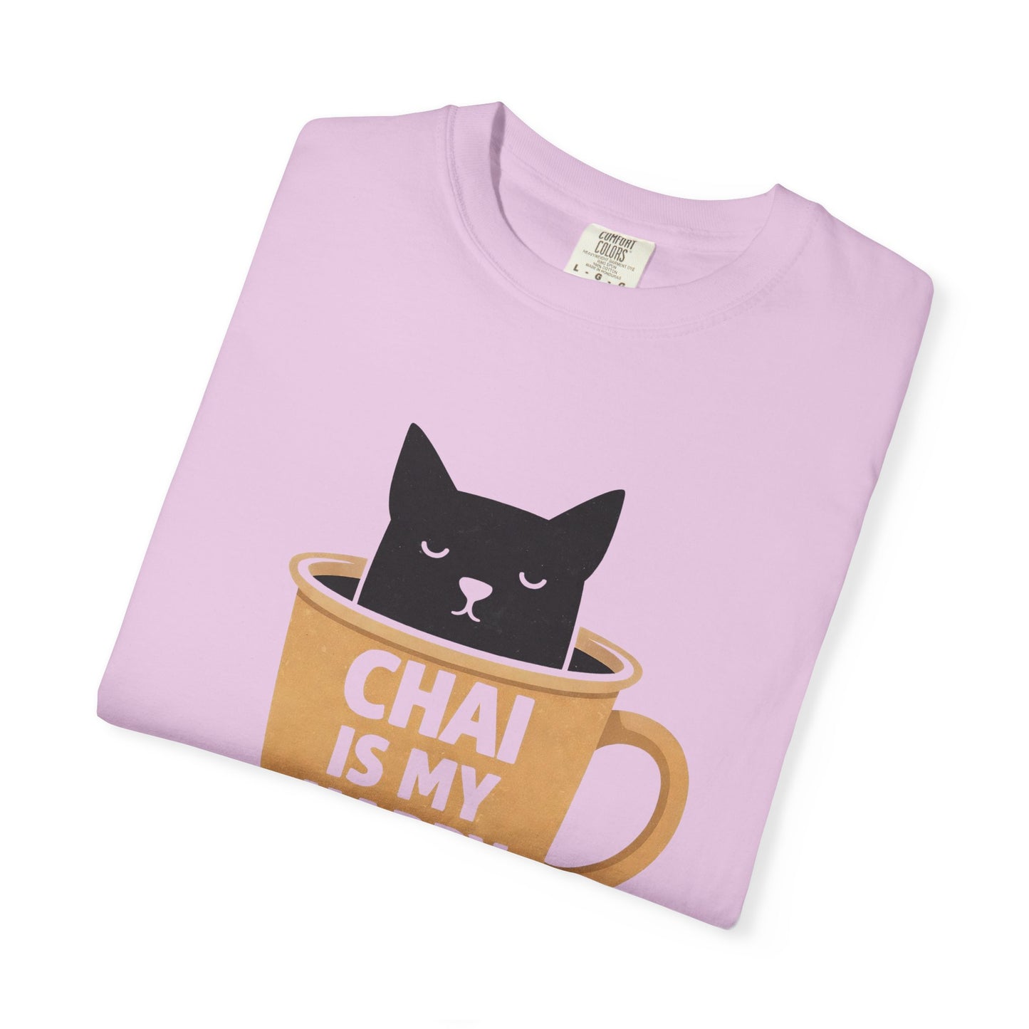 Chai Is My Happy Place Shirt | Chai Lover Gift | Funny Cat Tee | Tea Lover Gift | Birthday Gift for Her