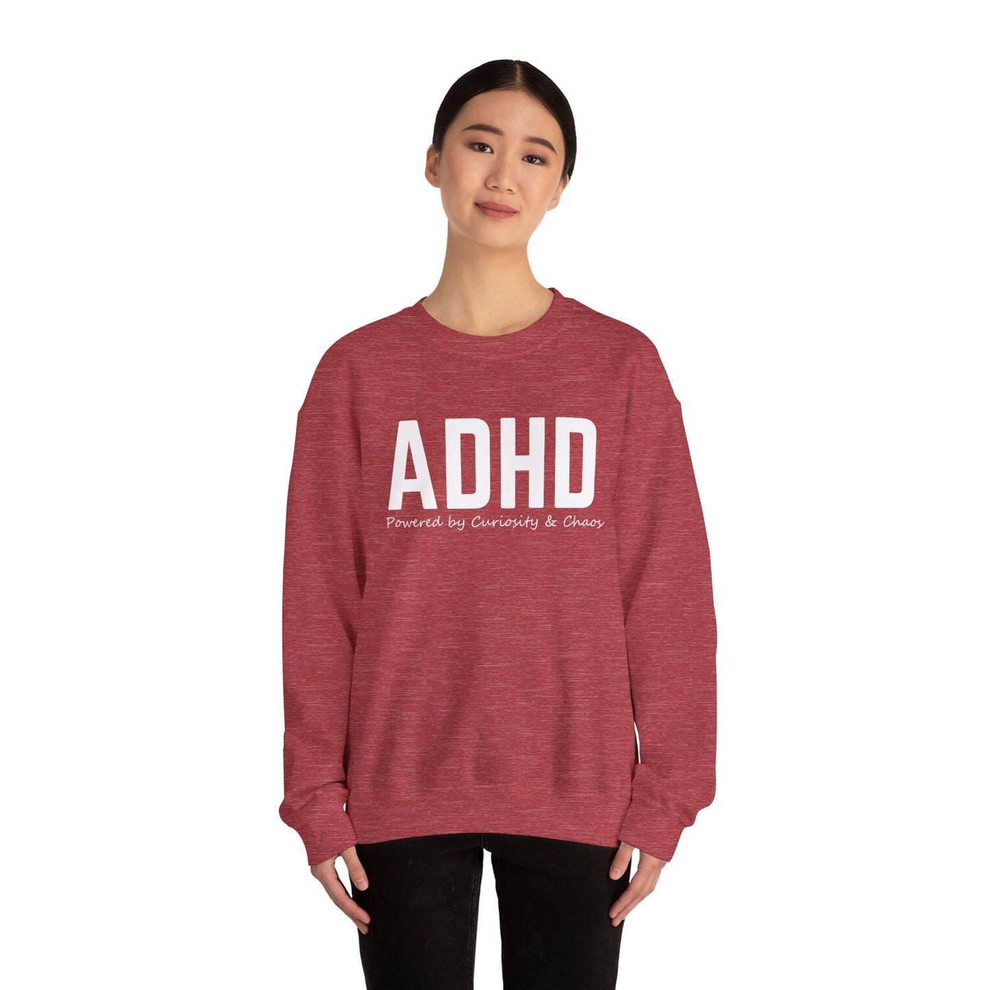 ADHD Powered by Curiosity Sweatshirt – Neurodivergent Affirmation Crewneck