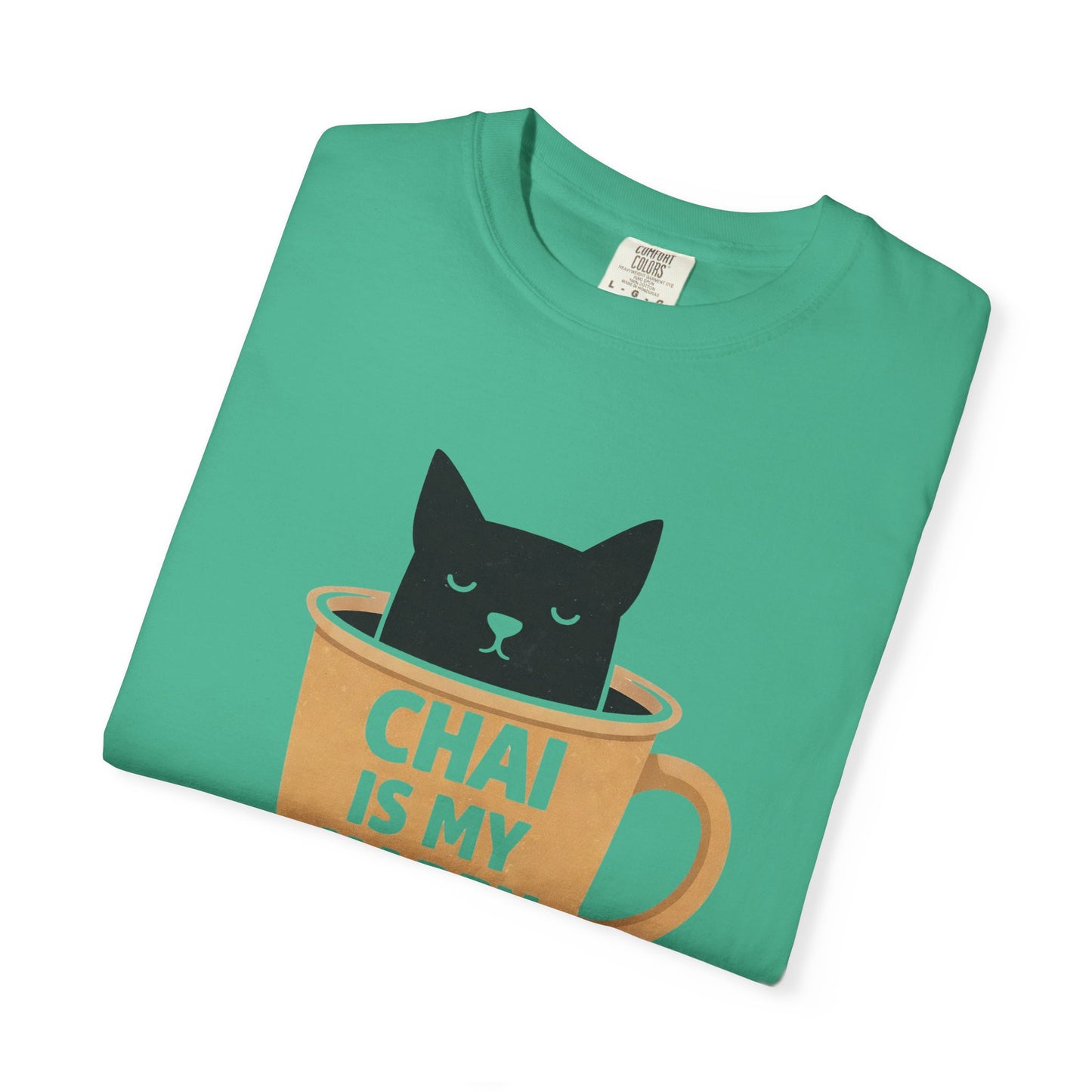 Chai Is My Happy Place Shirt | Chai Lover Gift | Funny Cat Tee | Tea Lover Gift | Birthday Gift for Her