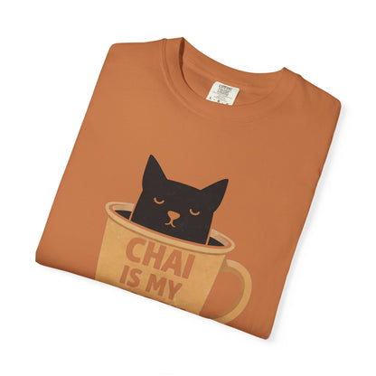 Chai Is My Happy Place Shirt | Chai Lover Gift | Funny Cat Tee | Tea Lover Gift | Birthday Gift for Her