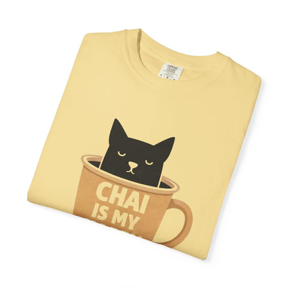 Chai Is My Happy Place Shirt | Chai Lover Gift | Funny Cat Tee | Tea Lover Gift | Birthday Gift for Her
