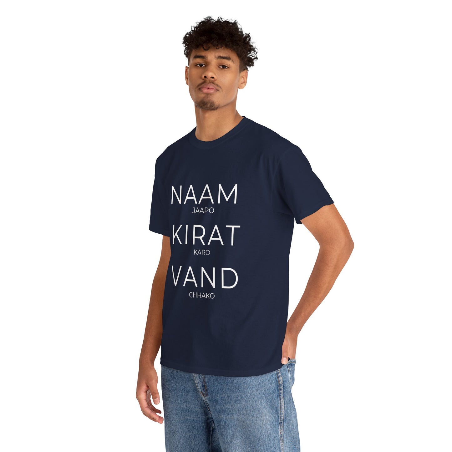Unisex Punjabi Sikh T-Shirt – NAAM JAPPO KIRAT KARO VAND CHHAKO Tee
