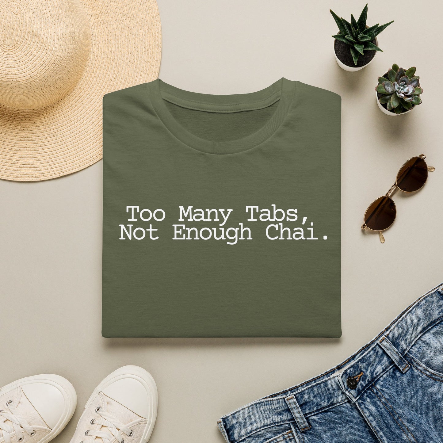 Too Many Tabs Not Enough Chai T-Shirt | Funny Chai Coder Graphic Tee