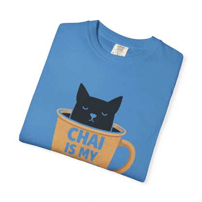 Chai Is My Happy Place Shirt | Chai Lover Gift | Funny Cat Tee | Tea Lover Gift | Birthday Gift for Her