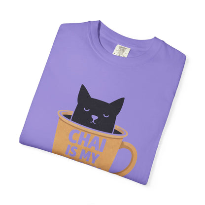 Chai Is My Happy Place Shirt | Chai Lover Gift | Funny Cat Tee | Tea Lover Gift | Birthday Gift for Her