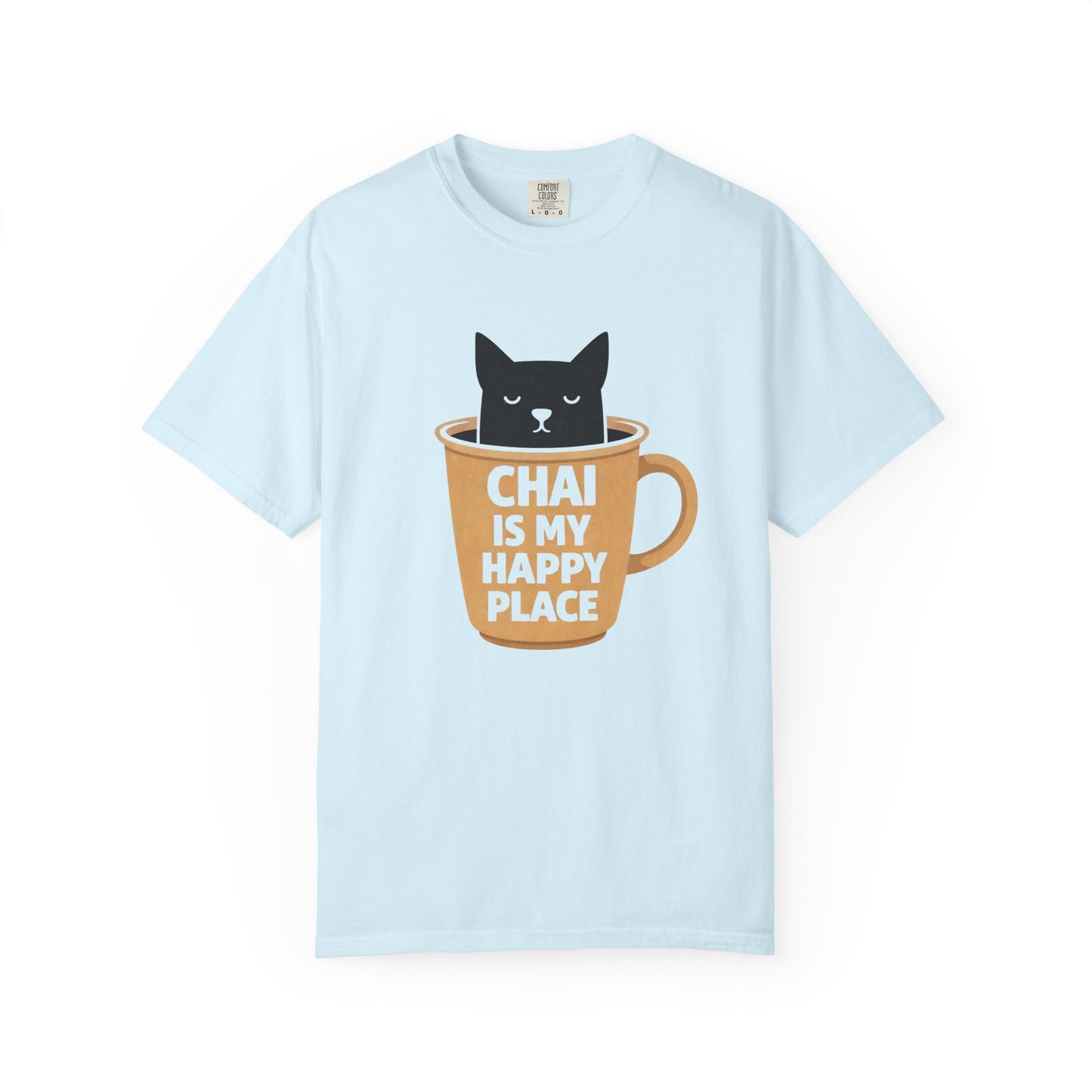 Chai Is My Happy Place Shirt | Chai Lover Gift | Funny Cat Tee | Tea Lover Gift | Birthday Gift for Her