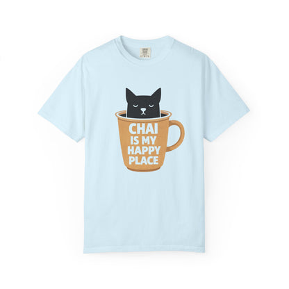 Chai Is My Happy Place Shirt | Chai Lover Gift | Funny Cat Tee | Tea Lover Gift | Birthday Gift for Her