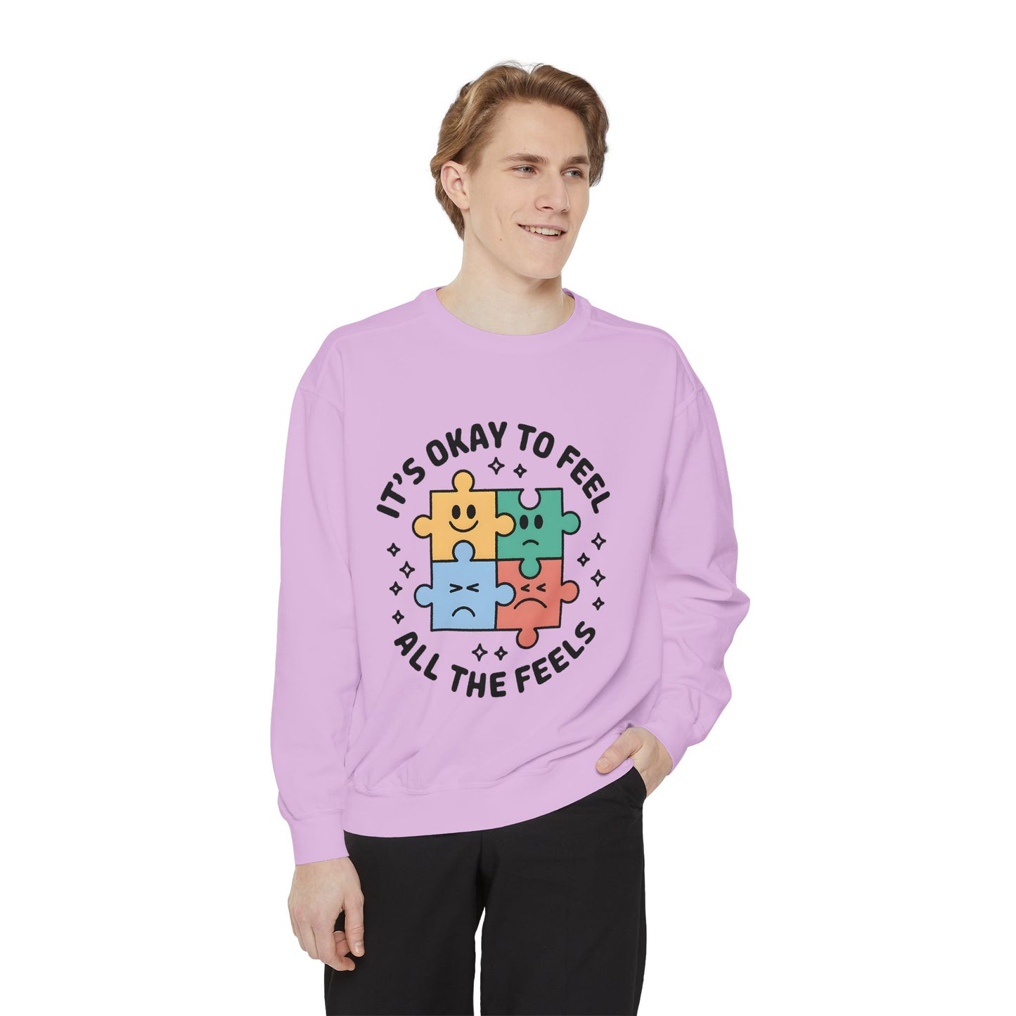It’s Okay to Feel All the Feels Sweatshirt – Mental Health Affirmation | Soft Desi-Inspired Crewneck