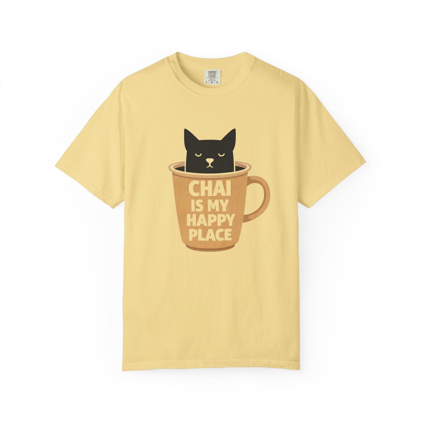 Chai Is My Happy Place Shirt | Chai Lover Gift | Funny Cat Tee | Tea Lover Gift | Birthday Gift for Her