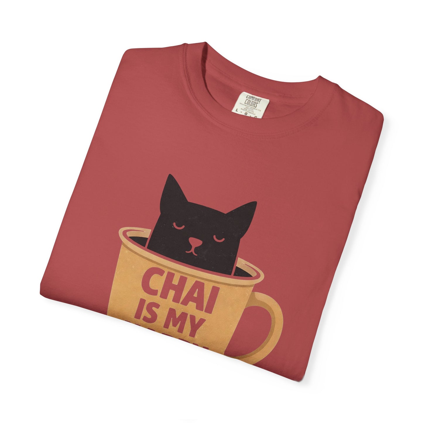 Chai Is My Happy Place Shirt | Chai Lover Gift | Funny Cat Tee | Tea Lover Gift | Birthday Gift for Her