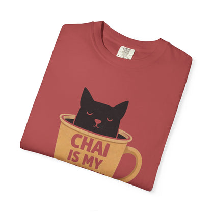 Chai Is My Happy Place Shirt | Chai Lover Gift | Funny Cat Tee | Tea Lover Gift | Birthday Gift for Her
