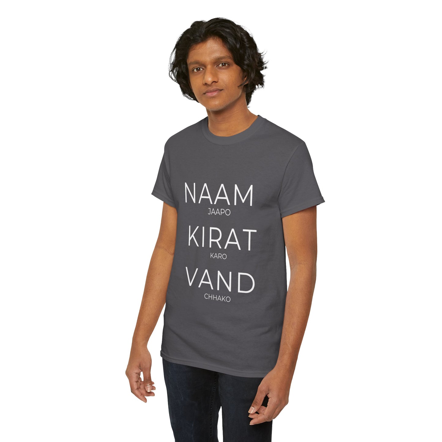 Unisex Punjabi Sikh T-Shirt – NAAM JAPPO KIRAT KARO VAND CHHAKO Tee