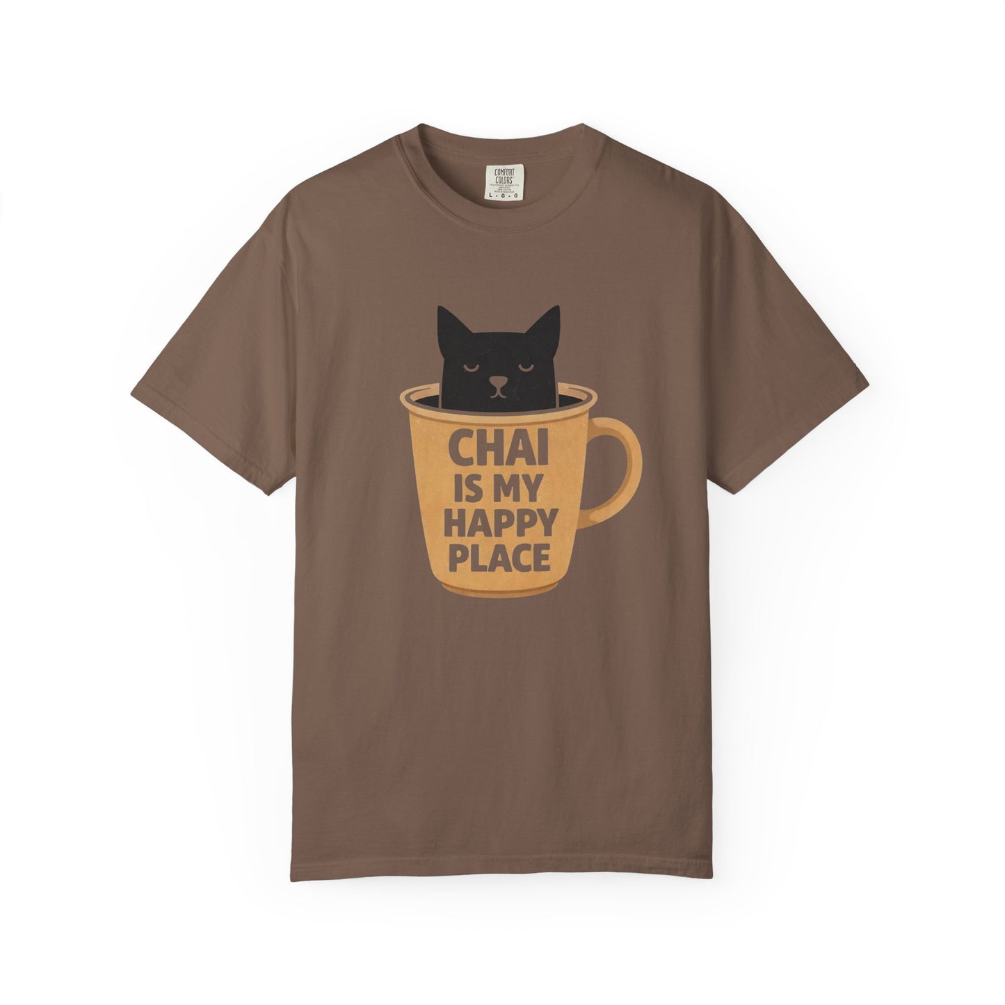 Chai Is My Happy Place Shirt | Chai Lover Gift | Funny Cat Tee | Tea Lover Gift | Birthday Gift for Her