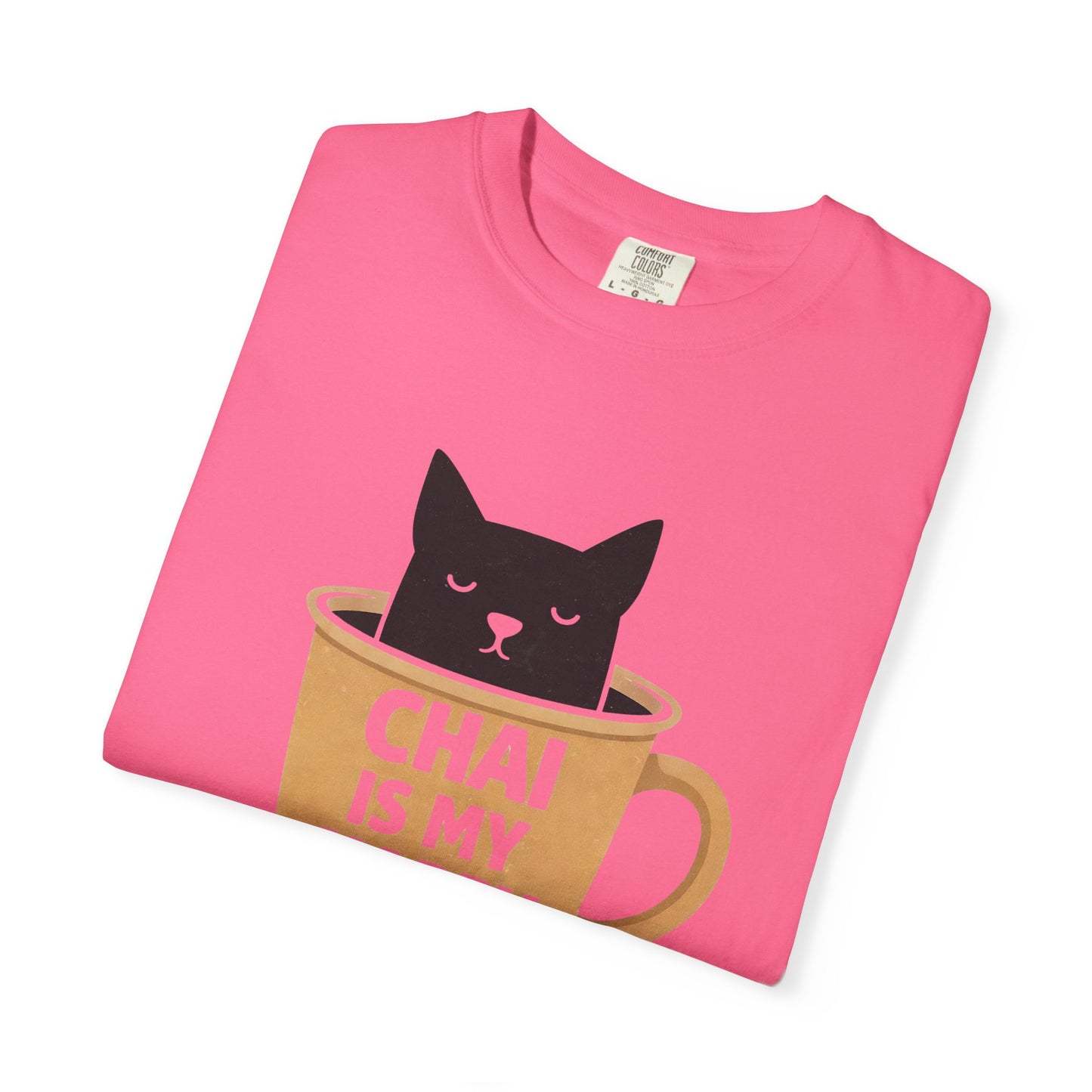 Chai Is My Happy Place Shirt | Chai Lover Gift | Funny Cat Tee | Tea Lover Gift | Birthday Gift for Her