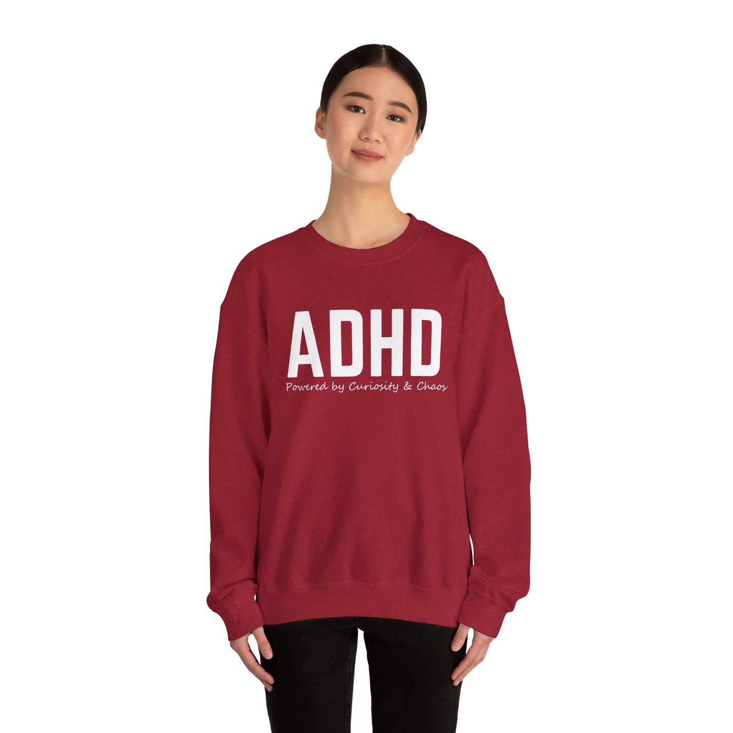 ADHD Powered by Curiosity Sweatshirt – Neurodivergent Affirmation Crewneck