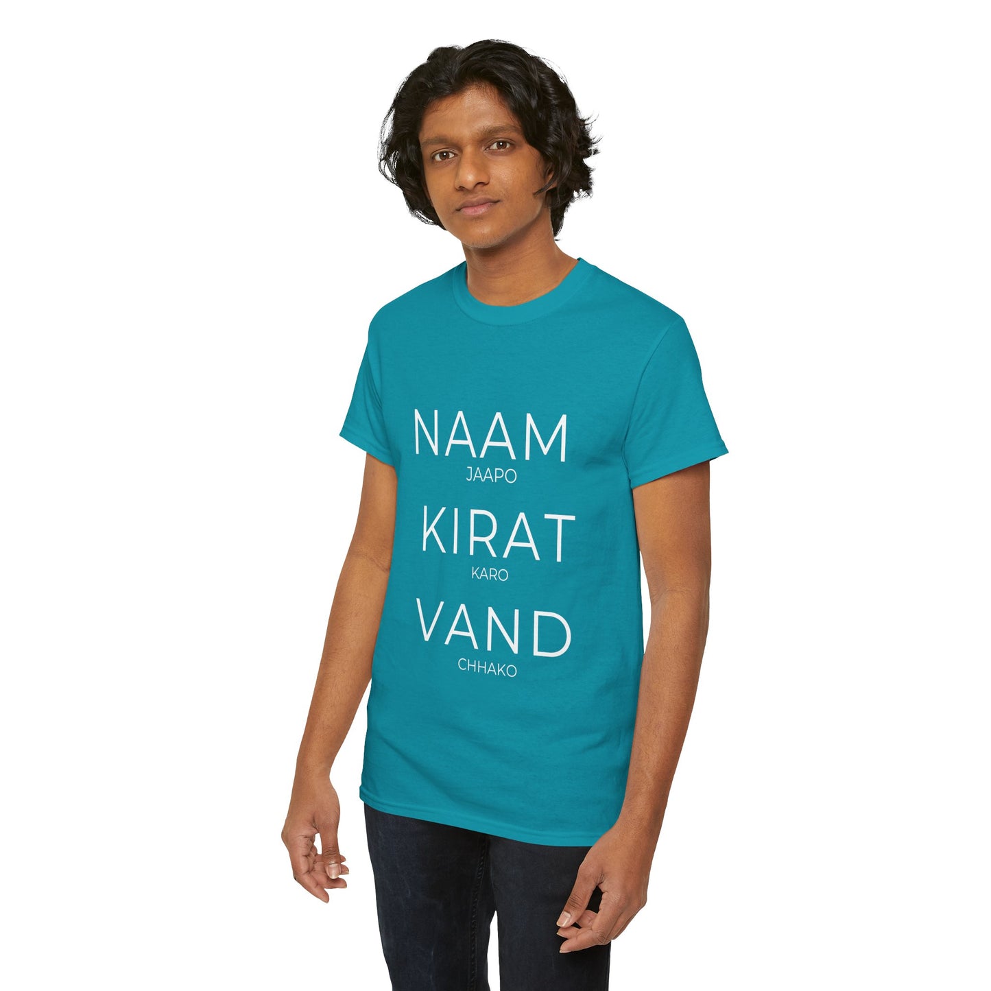 Unisex Punjabi Sikh T-Shirt – NAAM JAPPO KIRAT KARO VAND CHHAKO Tee