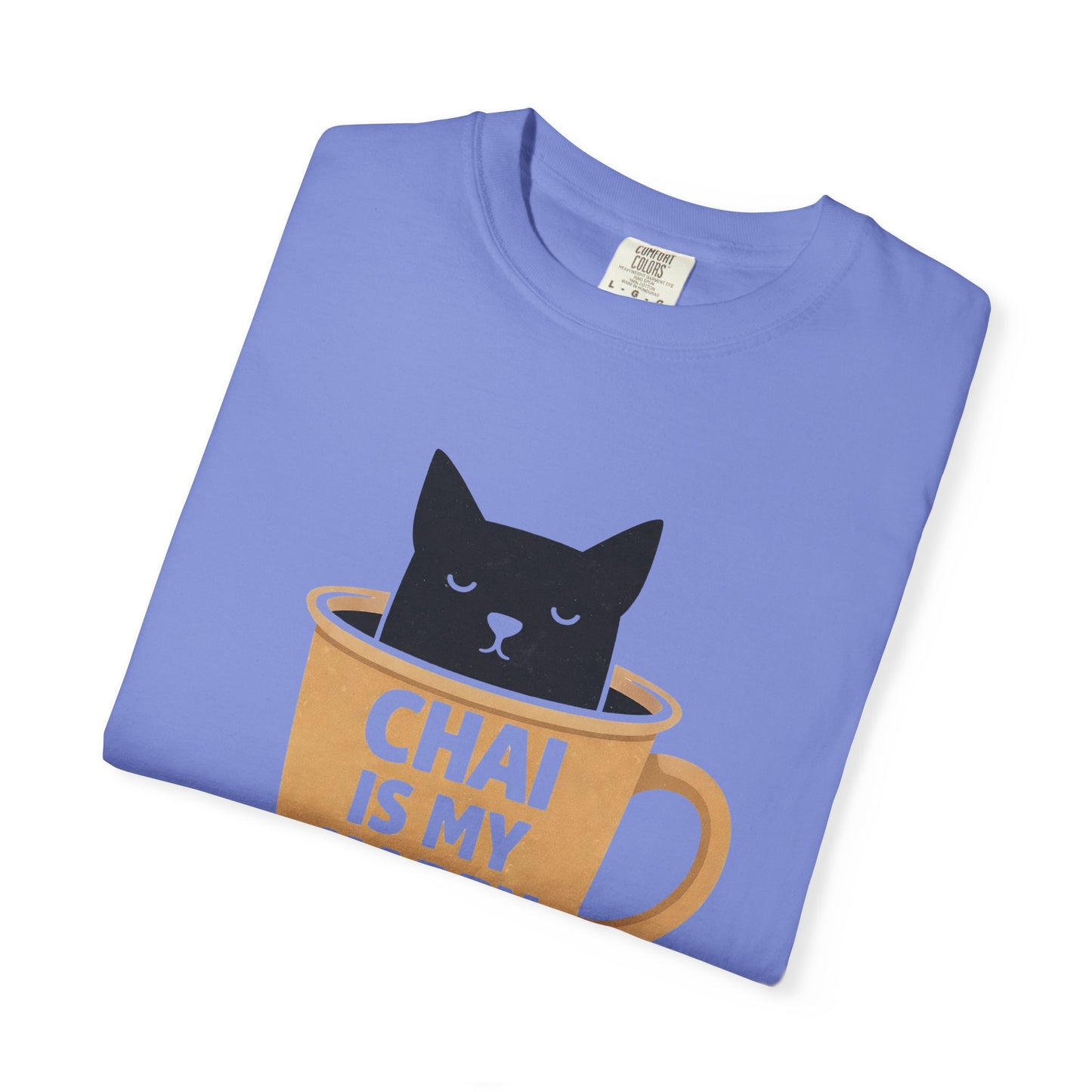 Chai Is My Happy Place Shirt | Chai Lover Gift | Funny Cat Tee | Tea Lover Gift | Birthday Gift for Her