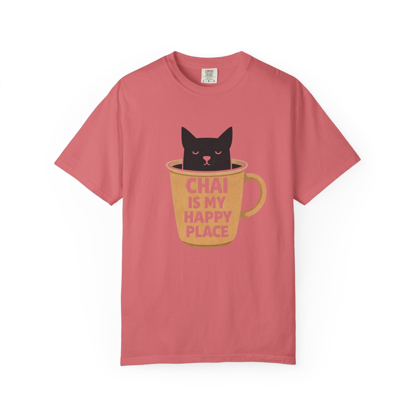 Chai Is My Happy Place Shirt | Chai Lover Gift | Funny Cat Tee | Tea Lover Gift | Birthday Gift for Her