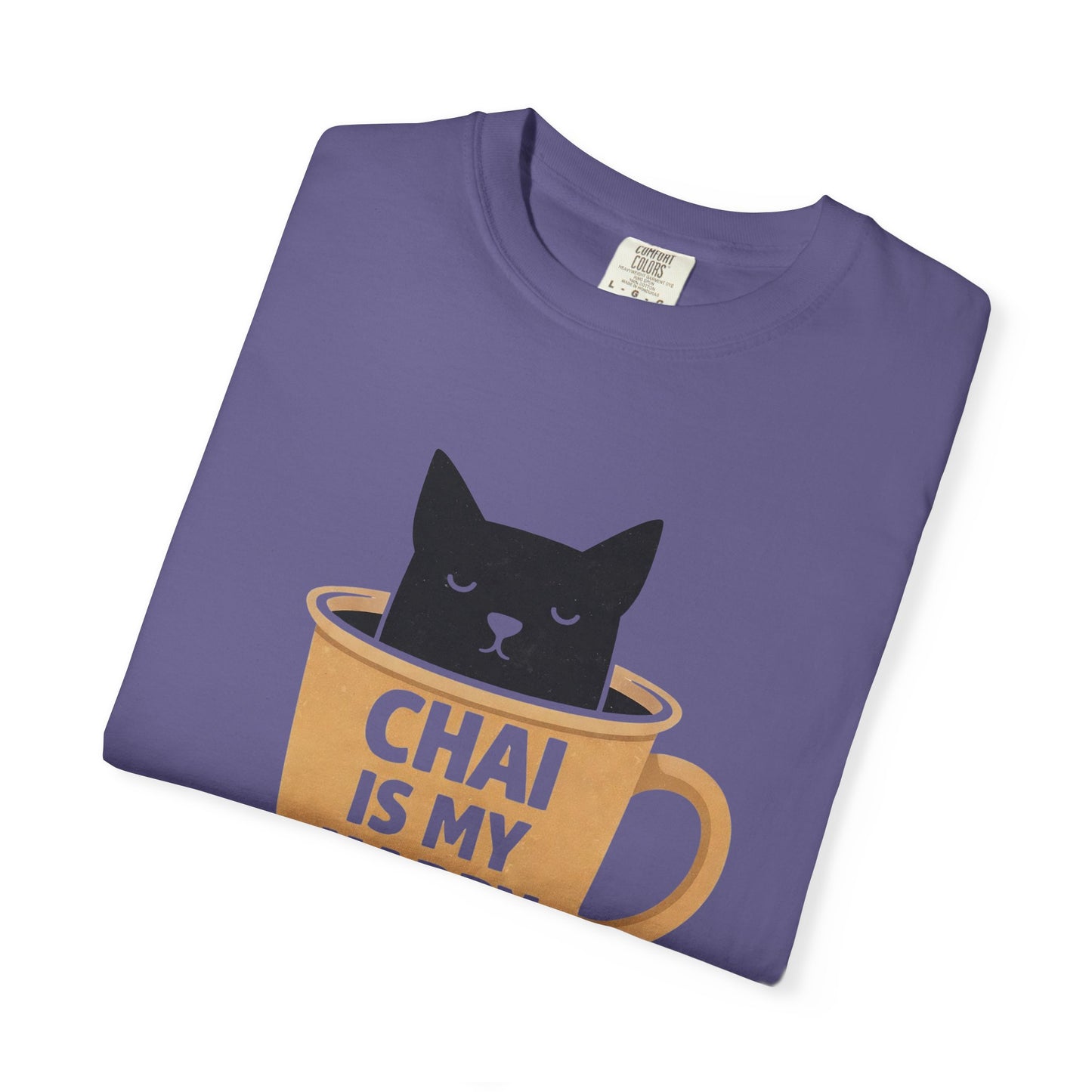 Chai Is My Happy Place Shirt | Chai Lover Gift | Funny Cat Tee | Tea Lover Gift | Birthday Gift for Her