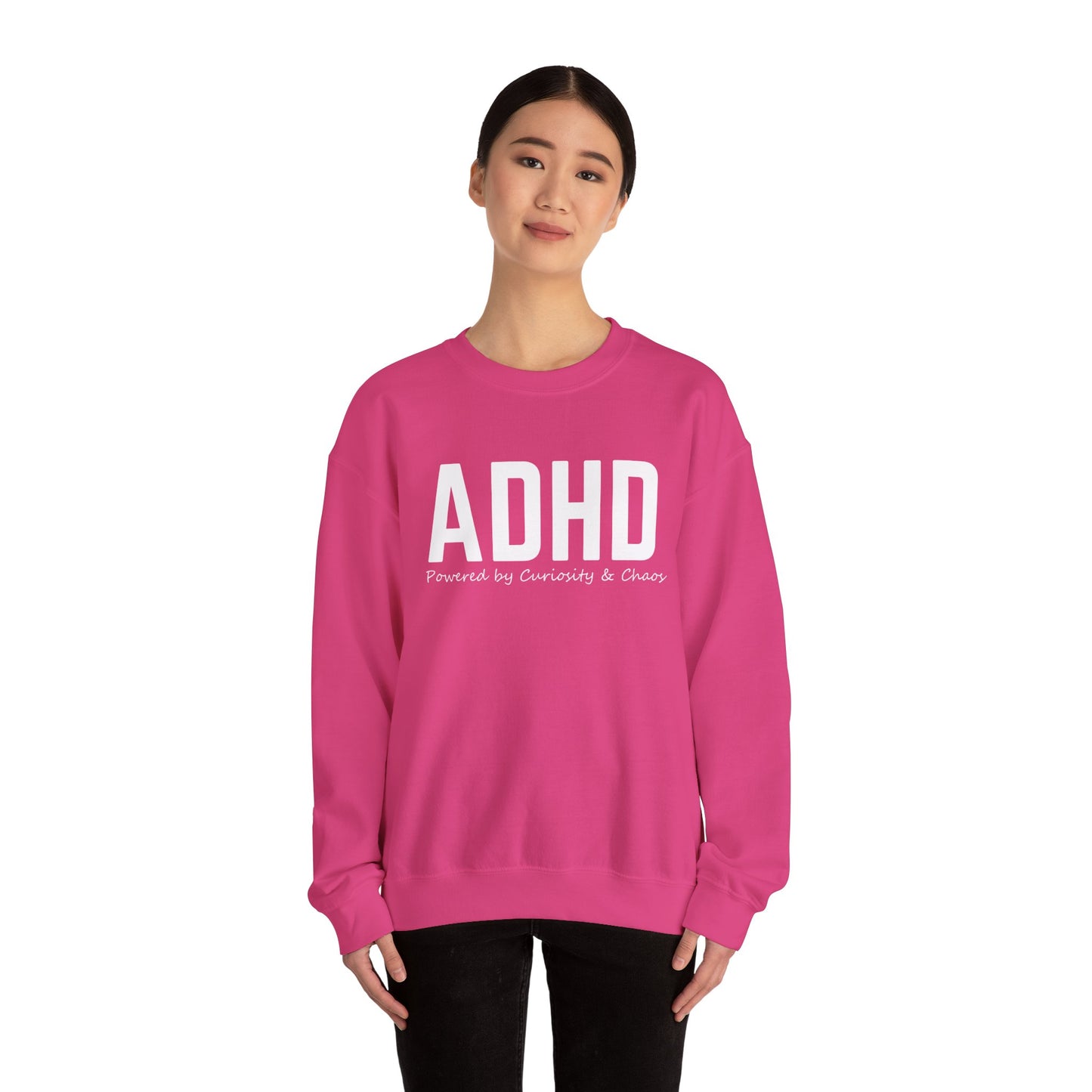 ADHD Powered by Curiosity Sweatshirt – Neurodivergent Affirmation Crewneck