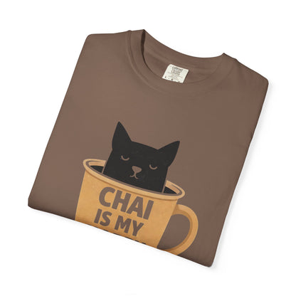 Chai Is My Happy Place Shirt | Chai Lover Gift | Funny Cat Tee | Tea Lover Gift | Birthday Gift for Her