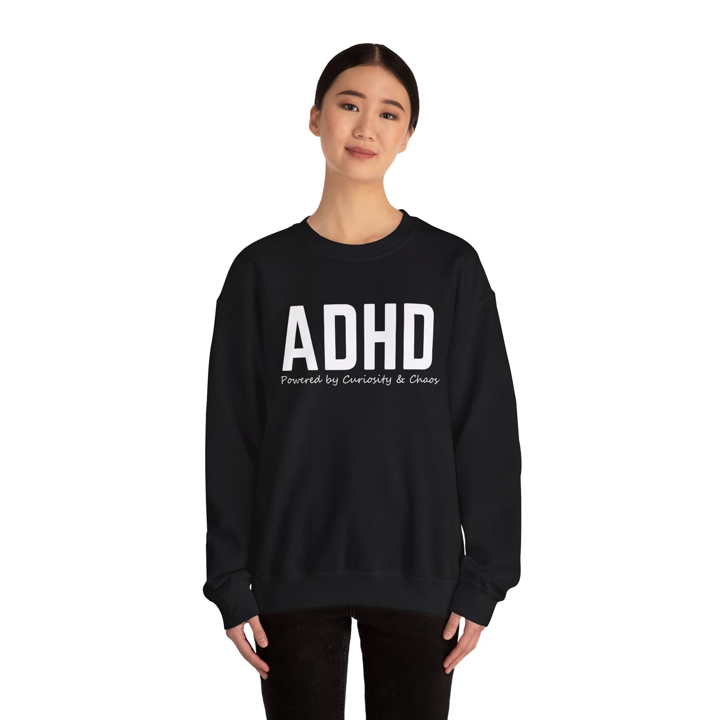 ADHD Powered by Curiosity Sweatshirt – Neurodivergent Affirmation Crewneck