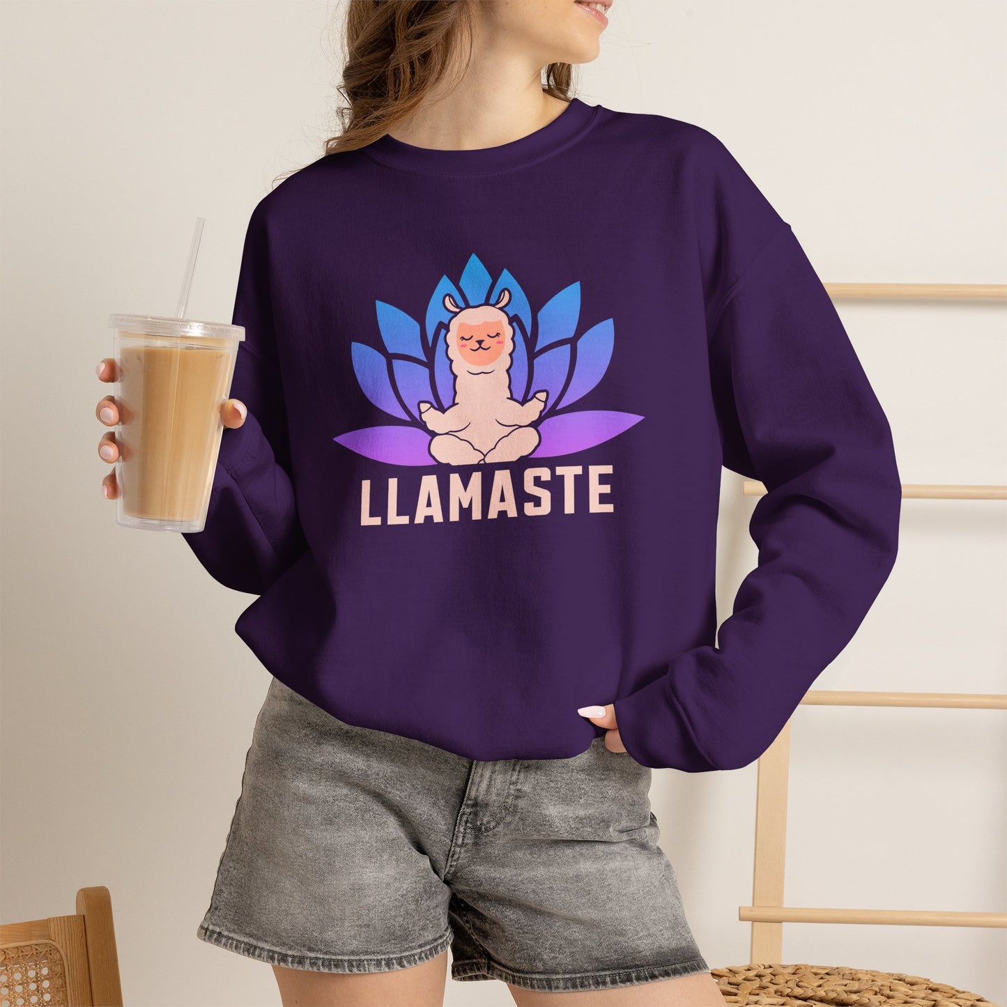 Llamaste Sweatshirt | Funny Desi Llama Yoga Pun Crewneck